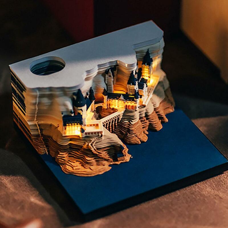 Magic Block Castle 3D Notepad 2024 Calendar Memo Pad Block Notes Hary Design Note Paper Stationery Accessories Gift