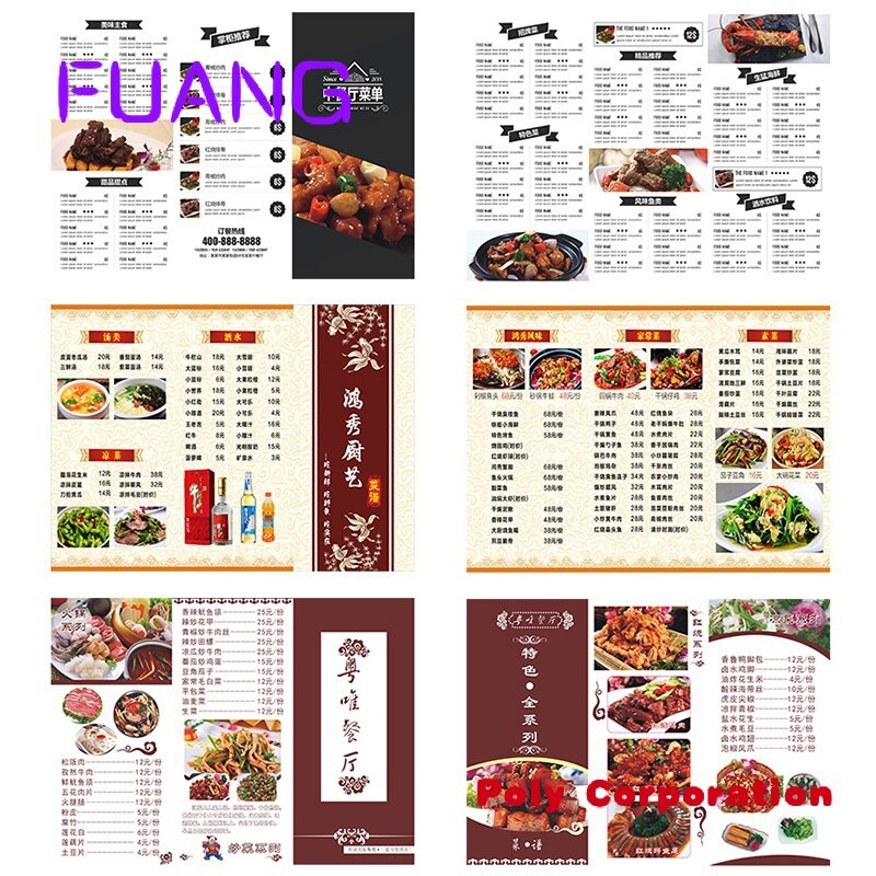 XINYIN Custom Your Design Desenho Folheto Food Drink Menu Foil Flyer Printer