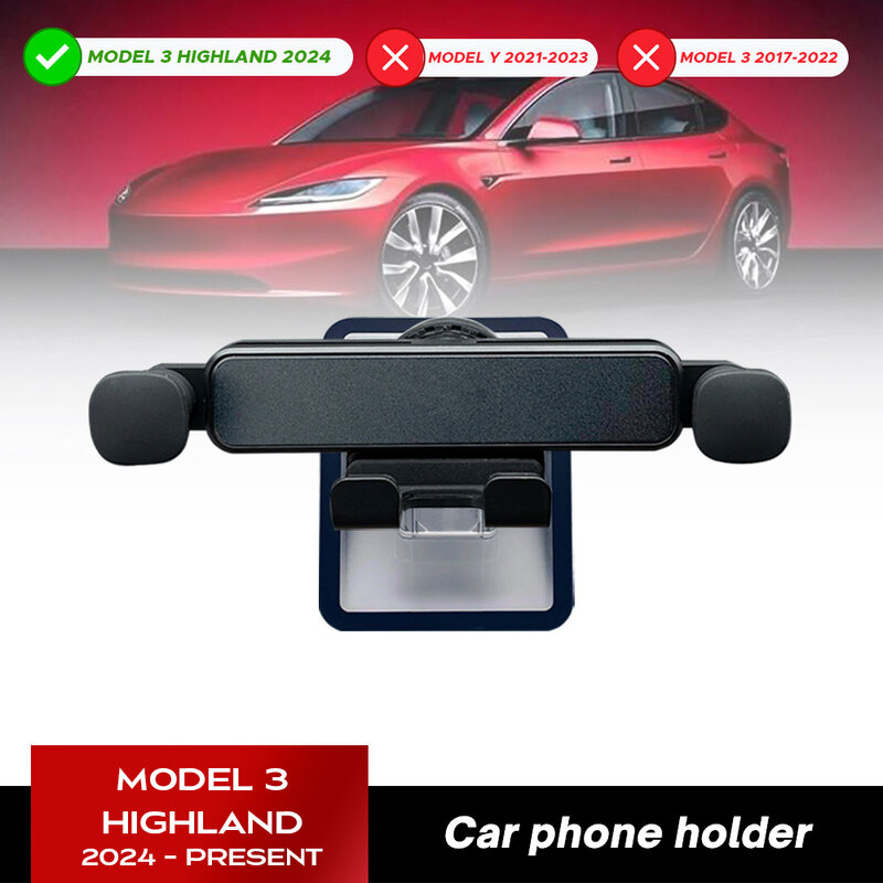 Per Tesla nuovo modello 3 Hhighalnd 2024 supporto per cellulare per auto supporto per gravità in legno staffa di montaggio Clip di sfiato presa d'aria Snap-in