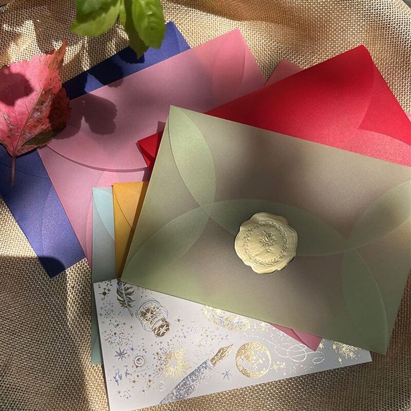 50pcs/lot Colour Translucent Sulfuric Acid Paper Envelope Postcard Storage Creative DIY Hand Account Invitation Wedding Business