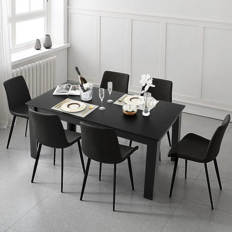 โต๊ะทานอาหาร giantex สำหรับ6โต๊ะสี่เหลี่ยมไม้63 "L x 31.5" W x 30 "H บ้านไร่ขนาดใหญ่โต๊ะศูนย์ครัว perabot rumah