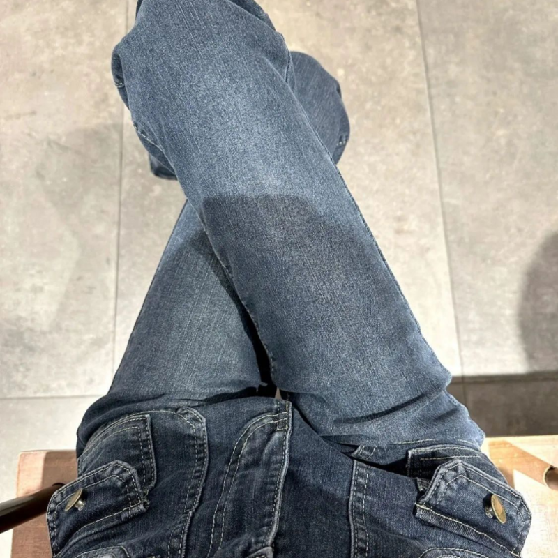 2023 Primavera/Verão Nova Moda Flare Calças Estudante Feminino Jeans Magro Coreano Relaxado Estilo Perna Larga Sentir Jeans Tendência
