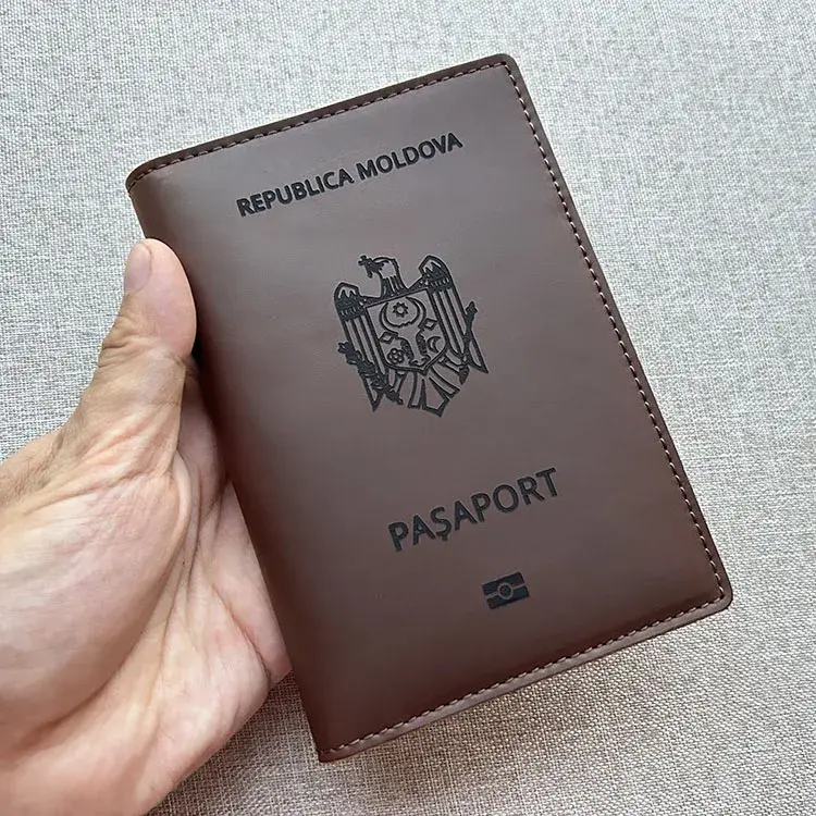 Leather Republic of Moldova Passport Cover Personalised Genuine Leather Republica Moldova Passport Holder Covers for Passports
