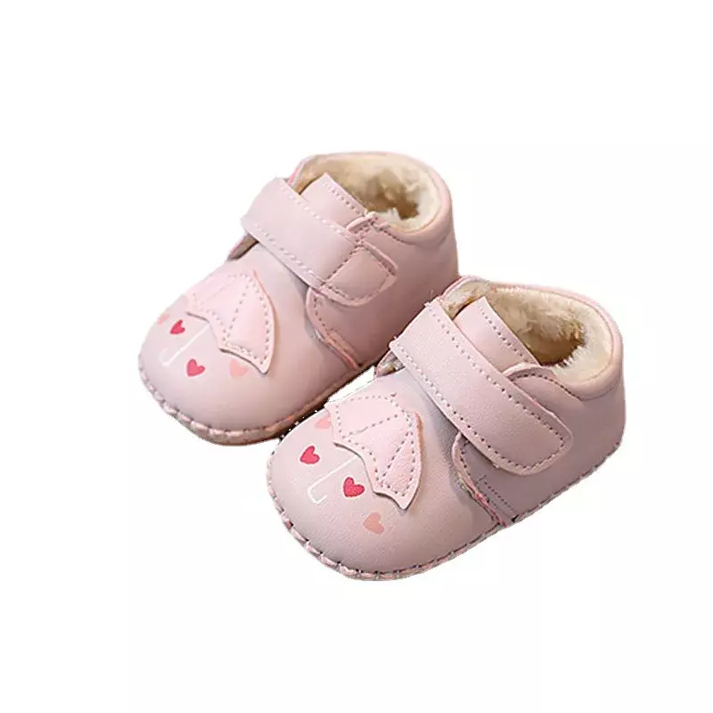 Scarpe da principessa per bebè scarpe da ragazza in cotone con suola morbida autunno e inverno 3-6 mesi Keep Heel and Plush 0-1 anni