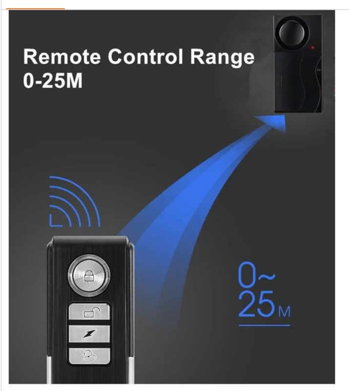 New Wireless Detector Sensor  Remote Control Vibrating Alarm With Adjustable Sensitivity Live Smart Life Black