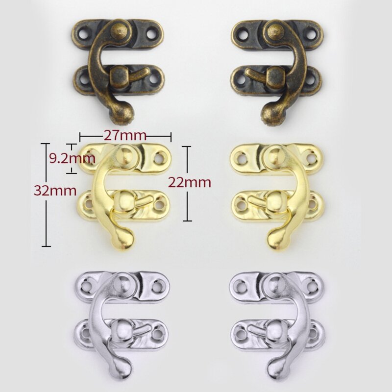 1Pc Horn Buckle Lock Mini Metal Hook for Wooden Jewelry Box Retro Simple Furniture Cabinets Hardware Accessories Wholesale