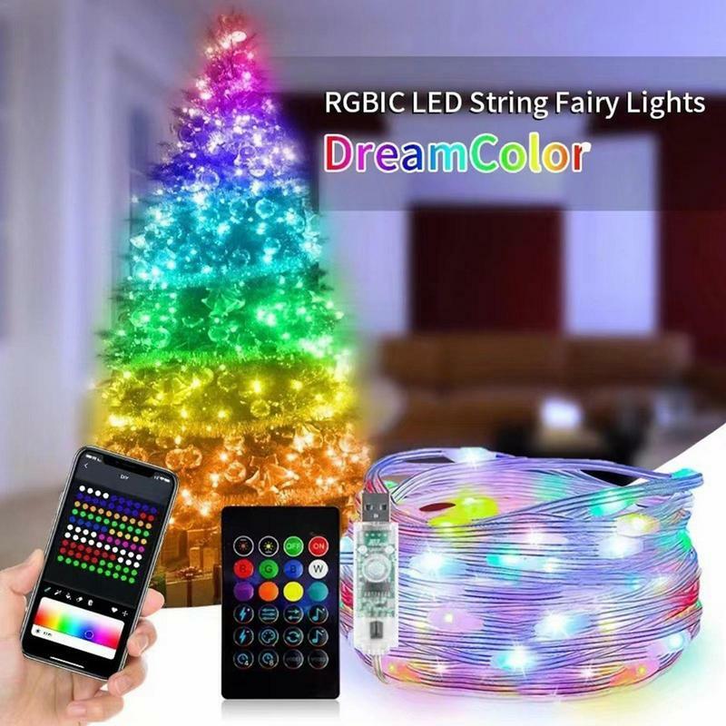 2/5/10/15/20M 5V Color LED Lights App Controlled IP65 Fairy Lights USB LED String Light Colorful Christmas Tree Decor Lamp