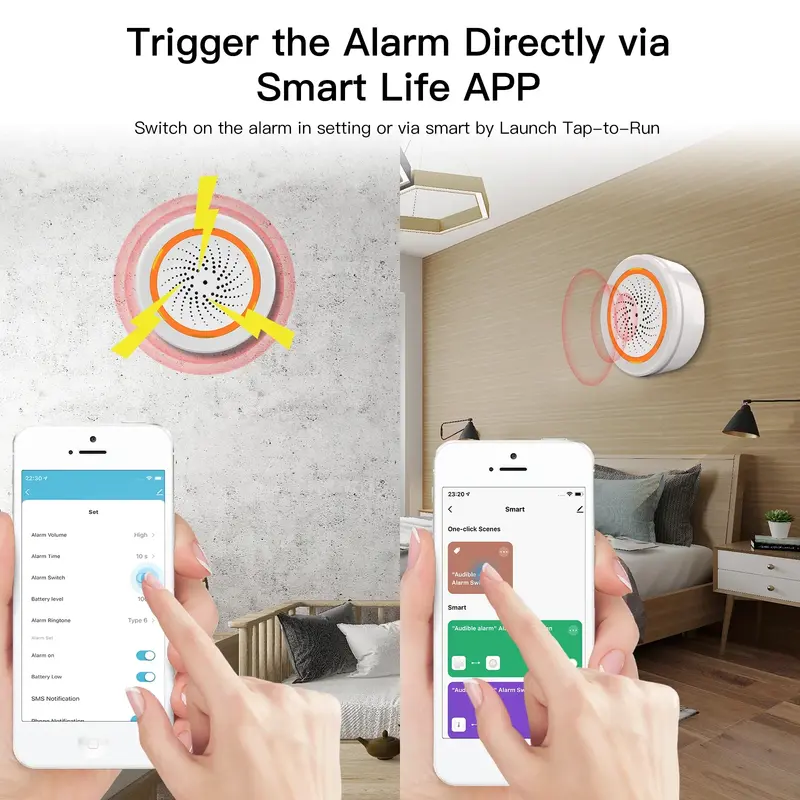 MOES-sirena de luz y sonido inteligente Tuya ZigBee, sistema de seguridad para el hogar, Hub, utilizado con Alexa, 90dB