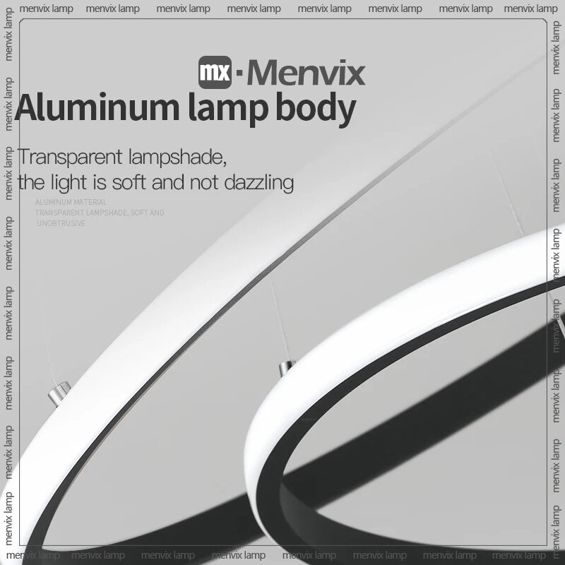 Menvix-LED Anéis Circle Hanging Chandelier, Modern Pendant Lamp, Luminária Interior, Loft Branco, Sala de Estar, Sala de Jantar, Cozinha