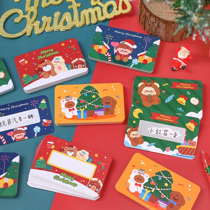 20pcs 크리스마스 카드 팩 메리 크리스마스 스크래치 카드 Navidad 신년 파티 선물 카드 2 양면 인쇄 축제 카드