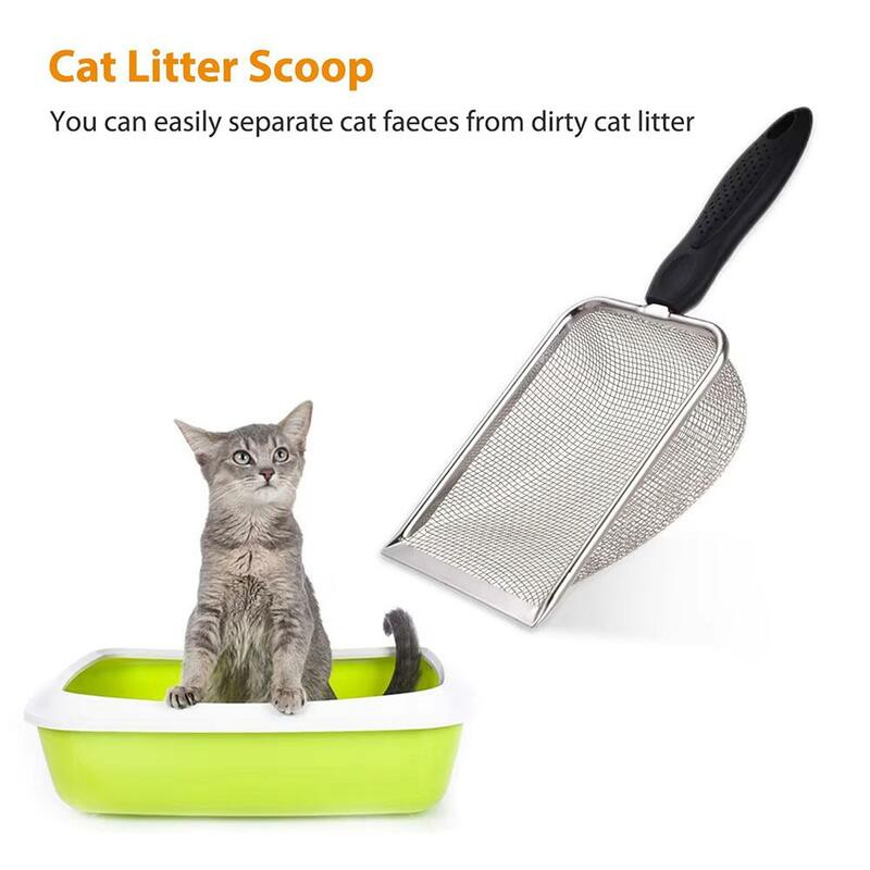 Cat Litter Scoop Stainless Steel Cat Litter Shovel Shovel Pet Horn Cleaning Cat Cleaning Tool Supplies Pet Dog Pet Accessor W2E4