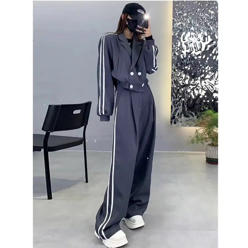 Fashion Set for Women's Autumn and Winter New Thickened Suit Jacket High Waisted Slimming Wide Leg Pants Two-piece Set