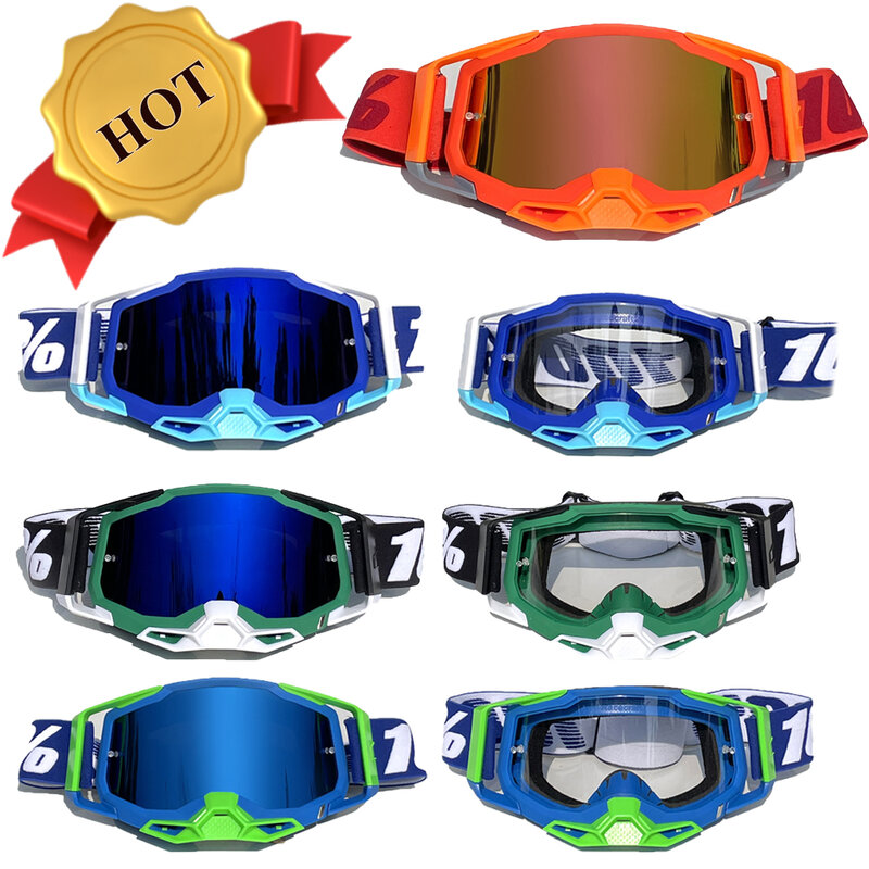 Occhiali da moto blu occhiali da Motocross di alta qualità occhiali da sole MTB MX ATV occhiali da ciclismo antivento in Silicone