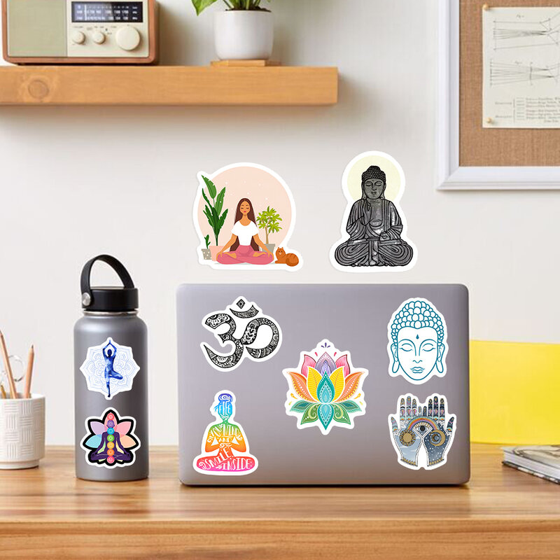 Yoga Mandala fiori adesivi cartone animato classico sport meditazione decalcomanie fai da te Skateboard Laptop bagagli moto telefono impermeabile