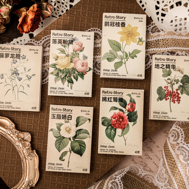 Pegatinas adhesivas de mensaje retro de la serie Flowers are dark and fragrant, 6 paquetes por lote