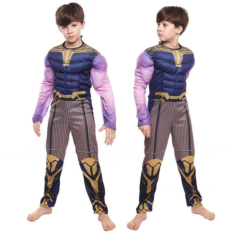 Disfraz de Thanos para niños, traje de supervillano de Los Vengadores, con guantes, para Halloween