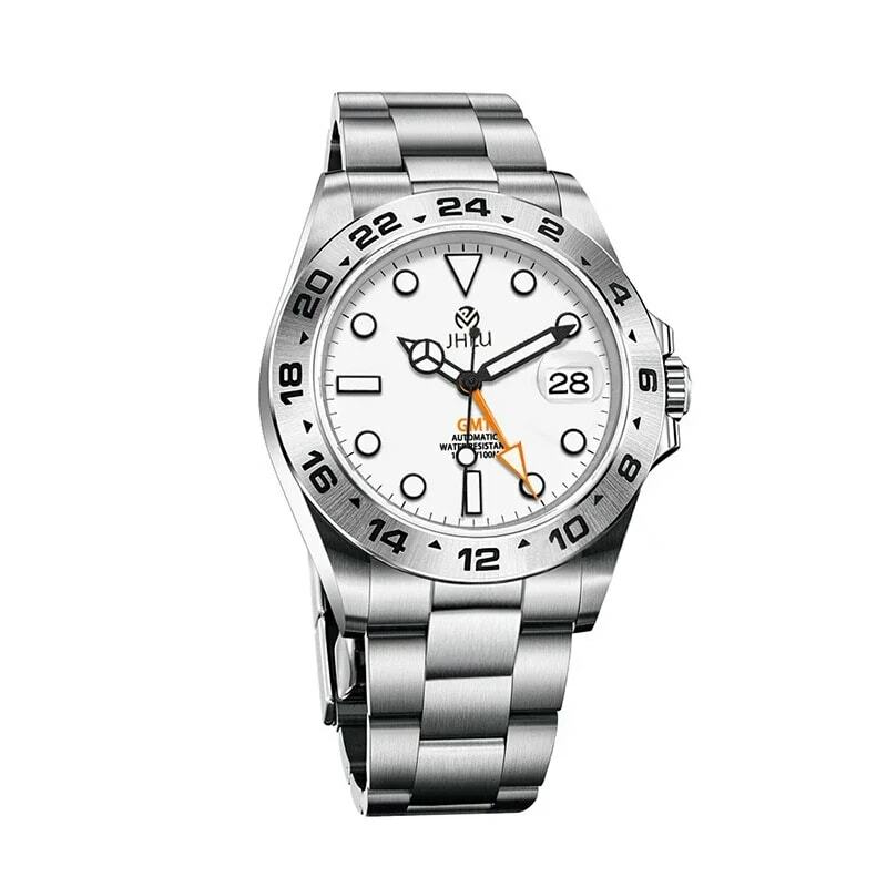 Мужские часы Adventurer 2024, автоматические механические часы из нержавеющей стали, повседневные деловые модные водонепроницаемые часы с сапфировым стеклом, новинка GMT