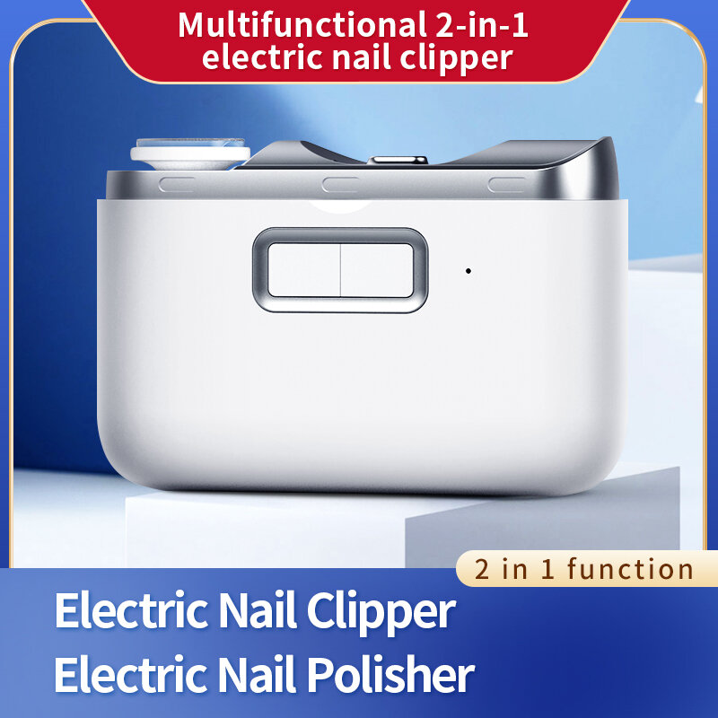 Wielofunkcyjne polerowanie 2 w 1 elektryczny pilnik do paznokci z lekkim trymerem obcinacz do paznokci Manicure dla narzędzia do pielęgnacji w podeszłym wieku