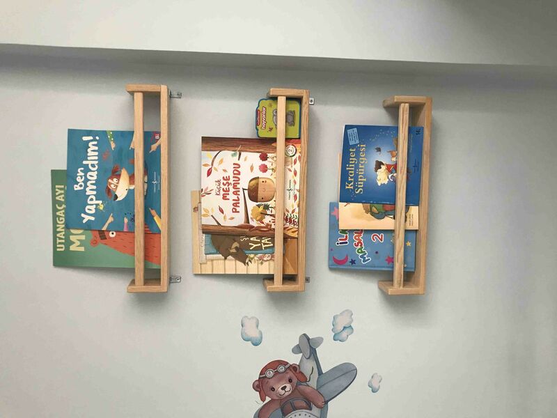 3 Pcs Bookcase Child Baby Room Wall Rack Wooden Organizer, Home Decoration Storage Wall-Mounted, Kids Room Decor Shelf