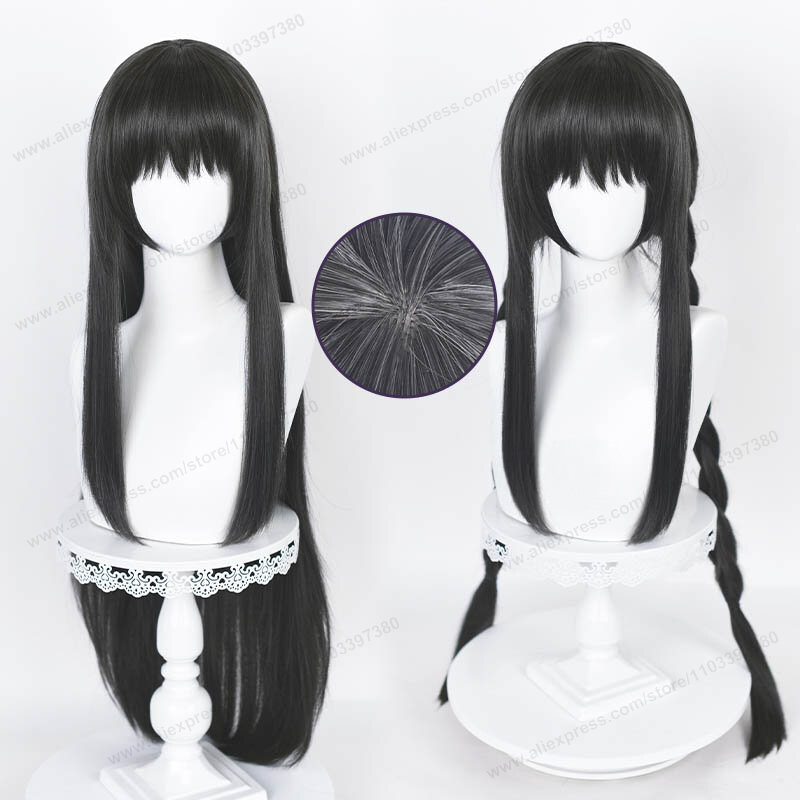 Akemi Homura Cosplay Wig para mulheres, resistente ao calor, cabelo sintético, cinza escuro, cabelo anime, 90cm de comprimento
