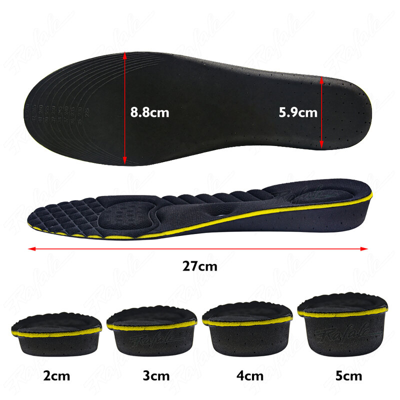 Palmilhas do aumento da altura almofadas 2-5cm ímã massagem invisível altura elevador ajustável corte sapatos calcanhar inserção almofadas de apoio mais altas