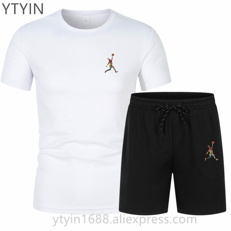 Krótki zestaw męskie T-shirty kostium na lato spodenki moda piłka nożna koszykówka Jogging Fitness siłownia strój markowe ubrania zestawy dla mężczyzn 2024