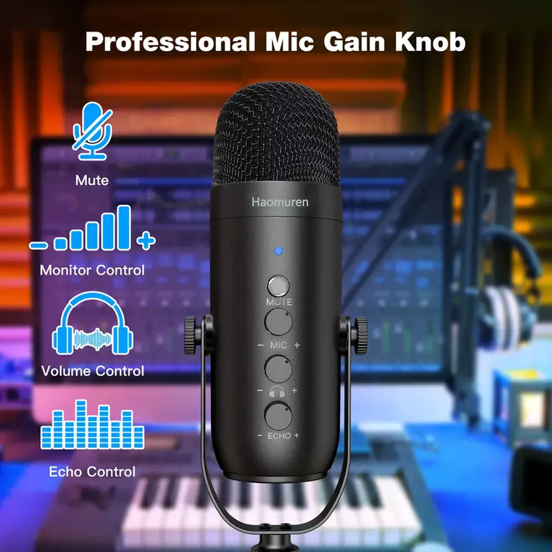 Professional USB Streaming Podcast PC Microfone Estúdio Cardioid Condensador Mic Kit com Boom Arm Para Gravação Twitch YouTube