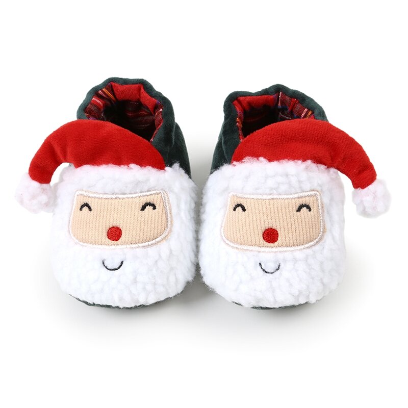 귀여운 셰르파 스노우 부츠, 크리스마스 만화 산타클로스, 따뜻한 아기 워킹화, 가정 및 파티 의류에 적합, 0-18m, 아기 겨울