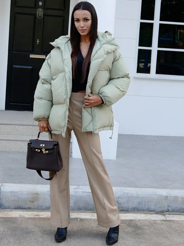 Женская зимняя куртка, стильная Толстая теплая пуховая парка, Женская водонепроницаемая верхняя одежда, пальто, новинка 2024