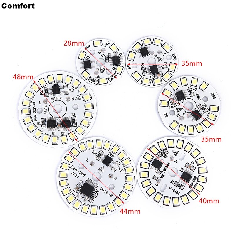 Smd LED電球パッチランプ、円形モジュール光源プレート、白、暖かい白、1個