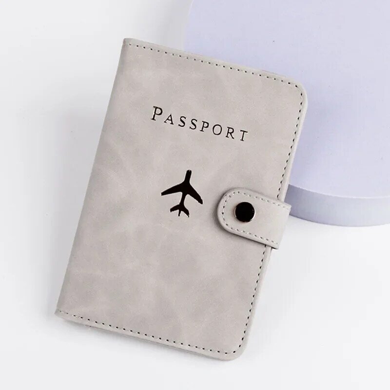 Tas dompet sarung paspor Pria Wanita, dompet tempat kartu kredit kulit Pu portabel untuk perjalanan