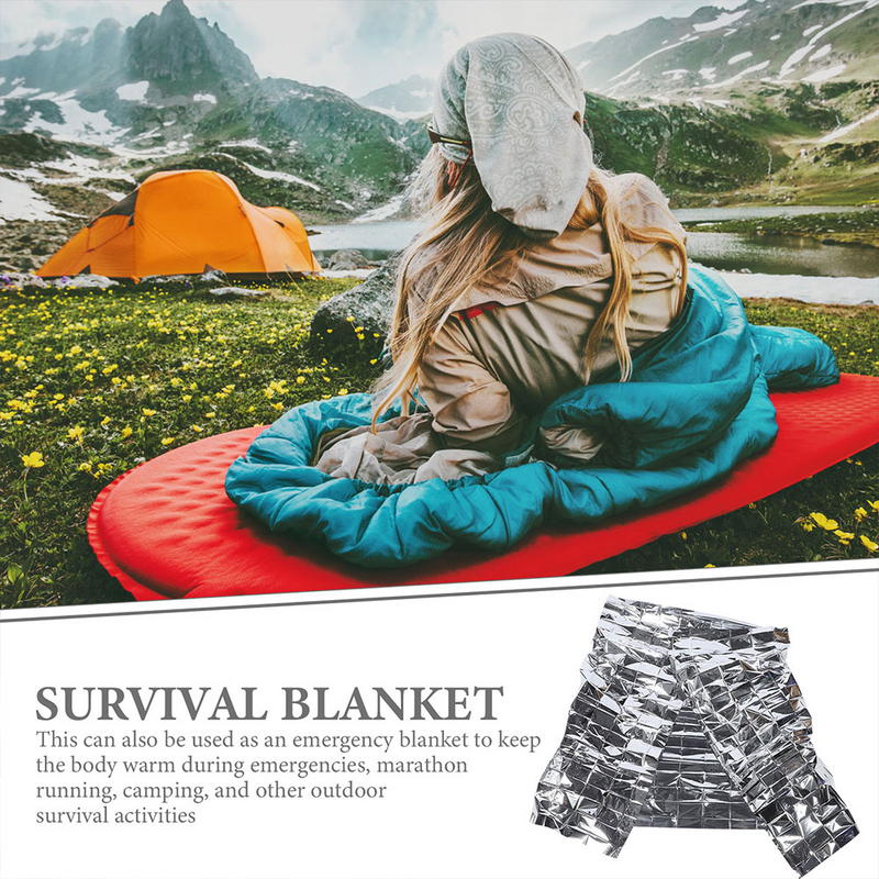 Manta térmica de primeros auxilios de 5 piezas para clima frío, manta de emergencia para acampar al aire libre, salvavidas, plateada para mascotas