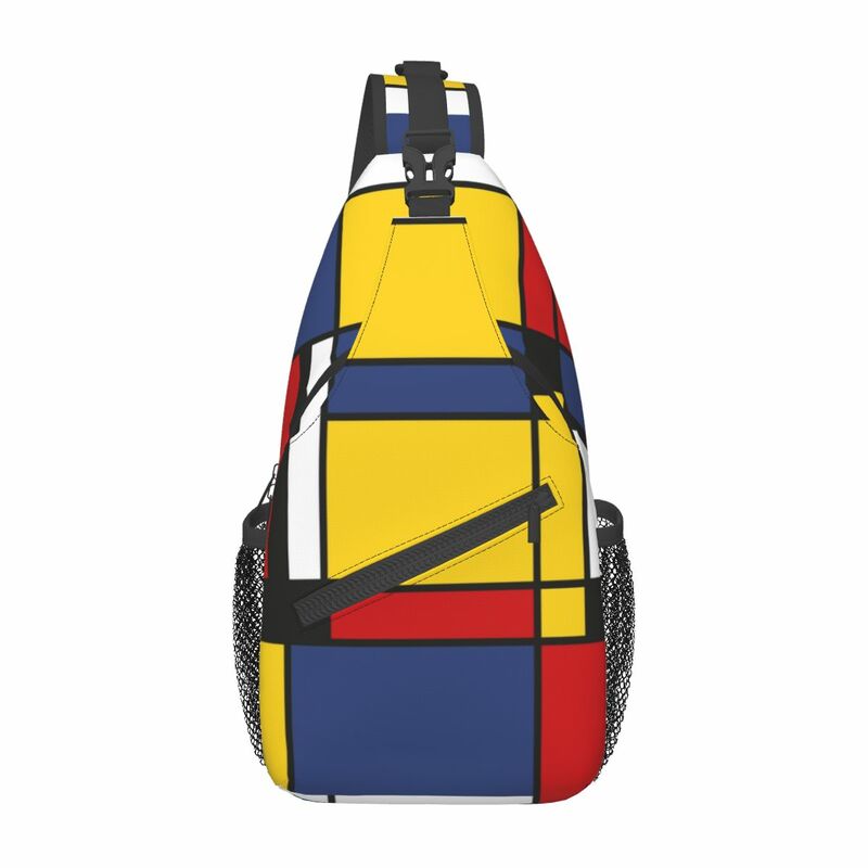 Mondriaan Geometrische Sling Bag Borst Crossbody Schouder Rugzak Wandelen Reizen Daypacks Art Abstract Cool Bag