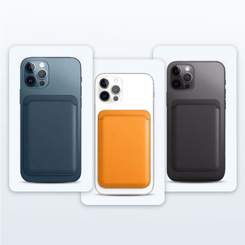 磁気カードホルダー,革製,iPhone 12用,magafi用カードホルダー,カードポケット