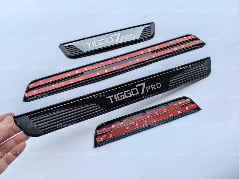 Pelat lecet pelindung Pedal Sill pintu mobil untuk Chery Tiggo 7 Pro 2024 ambang stiker Trim aksesoris 2021 2022 2023