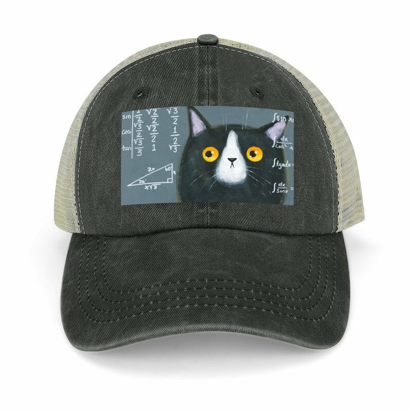 Topi koboi kucing matematika topi Trucker topi Anime topi pria untuk wanita 2024 pria