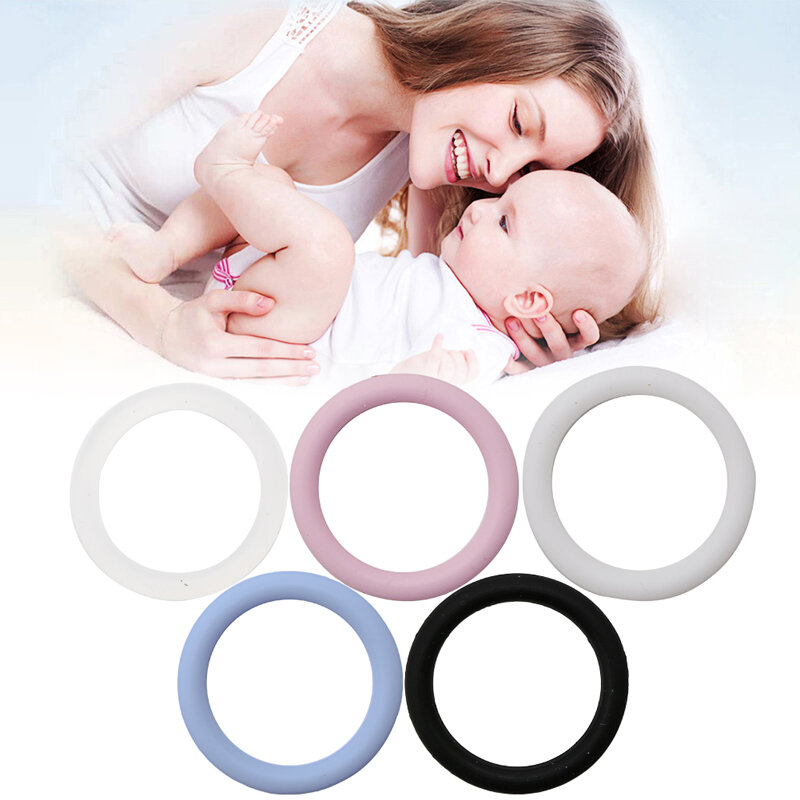 5pcs Soother Clip Rubber Circle Silicone Ring Baby Attachment Baby Teether General Silicone Teether