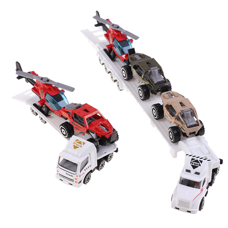 1 buah mainan helikopter anak-anak Model kendaraan Off-road Trailer truk paduan ornamen militer mainan anak laki-laki hadiah Natal simulasi