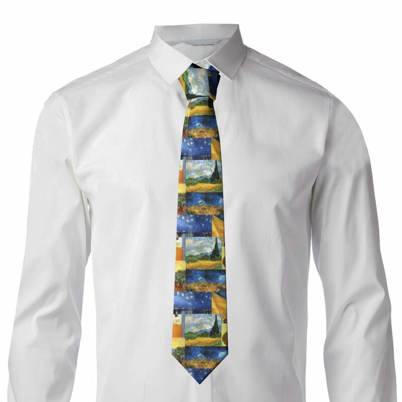Vincent Van Gogh Paintings Art Collage Neckties Men Custom Silk Neck Ties for Party