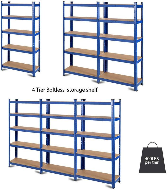 Tangkula-estantes de almacenamiento de Metal, acero resistente, 5 niveles, estantes de utilidad con estantes ajustables, montaje sin pernos, alto peso