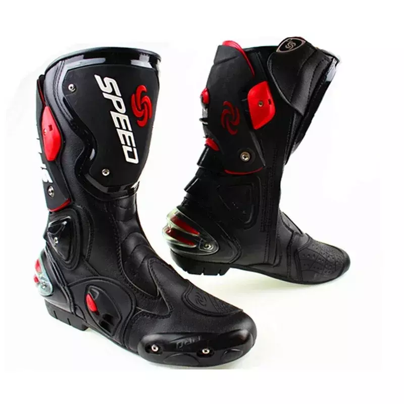 B1001 Đua Xe Máy Giày Chuyên Nghiệp Tốc Độ Biker Giày Xe Máy Dài Đi Bảo Vệ Sự Dịch Chuyển Microfibe Boot Da