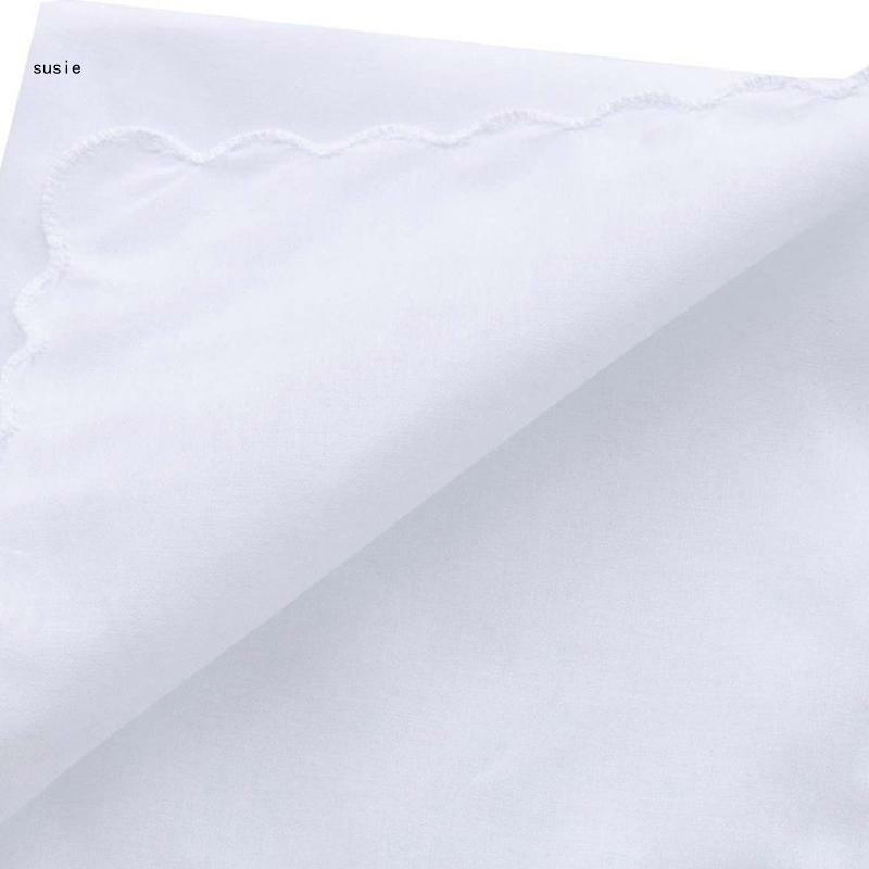 X7YA – mouchoirs blancs en coton pour femmes, mouchoirs carrés, Super doux, lavables