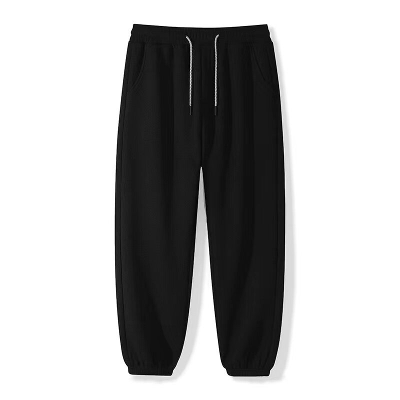 Spring and Autumn New Men's Casual Fashion Versatile Waffle Guard Pants 2024 Seasonal Loose Breathable Sports Elastic Pants