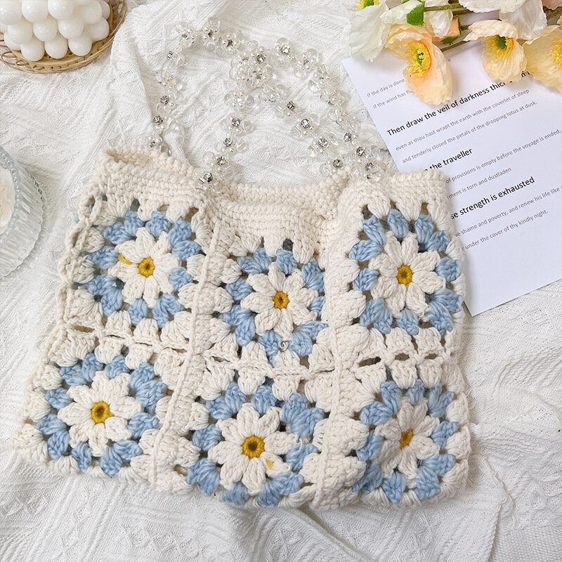 Lady Knitting confortevole borsa in maglia di lana intrecciata borse alla moda semplici borse da donna borsa all'uncinetto borse da donna per ragazza