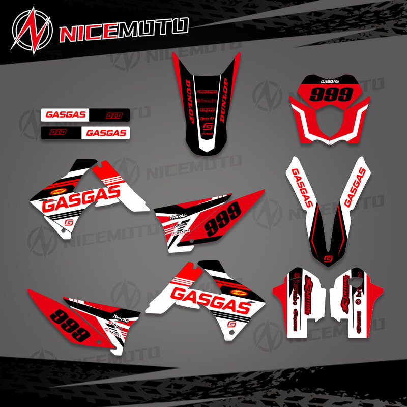 NICEMOTO-Custom Equipe Gráficos Fundos Decalques, Adesivos Kit, GASGAS125, 200, 250, 300, 450, 2010, 2011, MC CE