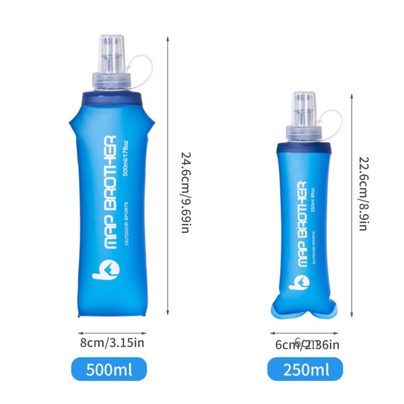Botol air dapat dilipat, botol air TPU olahraga luar ruangan peras untuk berlari mendaki bersepeda memanjat tahan lama 250ml-500ml