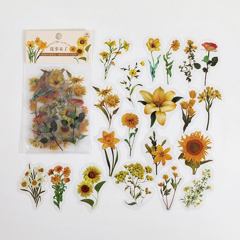 Kwiatowy naklejki Scrapbooking 80 sztuk/zestaw piękny przezroczysty PET bezśladowy naturalny motyw kwiatowy naklejki do albumu materiały dla studentów