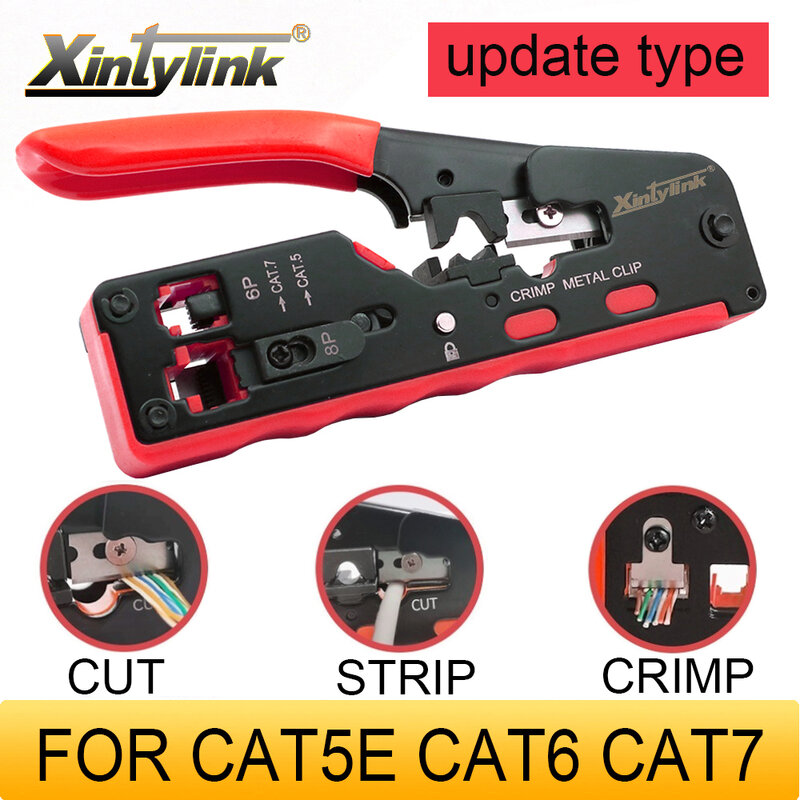 New 2024 CAT5 CAT6 CAT6A CAT7 CAT8 Crimping Pliers rj45 crimper network tool stripper cutter ethernet cable clamp lan kit strip
