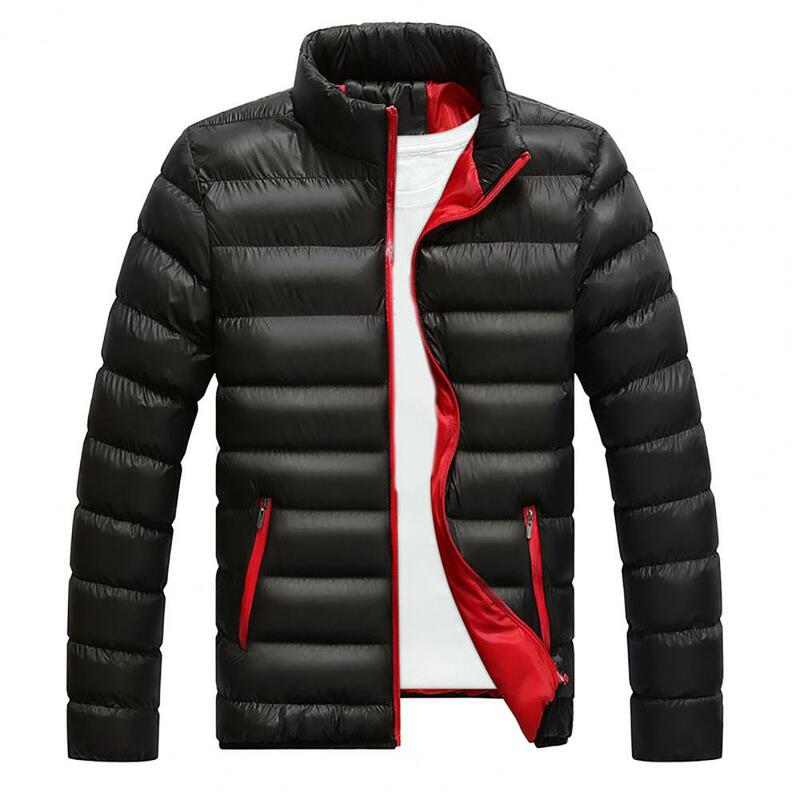 Mens Jackets Winter Casual Stand Collar Thermal Coat Cotton Padded Down Jacket Casual Mens Outwear Windbreaker Thicken Down Coat