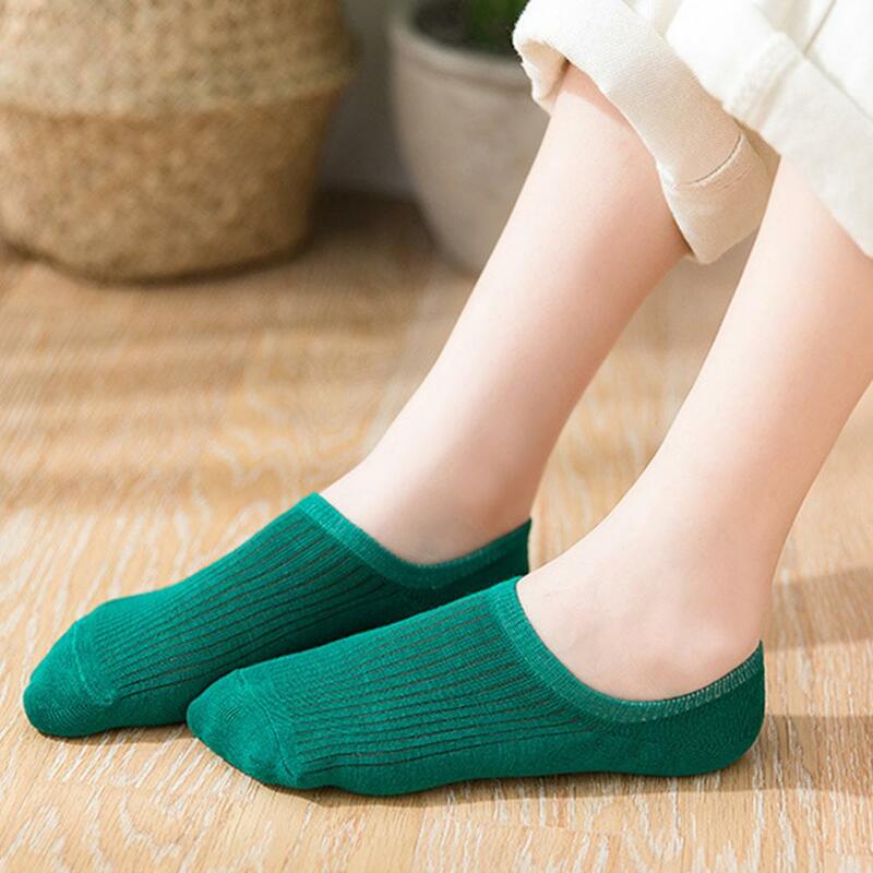 Non-slip Boat Socks Low-cut Socks Women's Low-cut Anti-skid Cotton Boat Socks with Silicone Elastic Solid Color Soft for Four